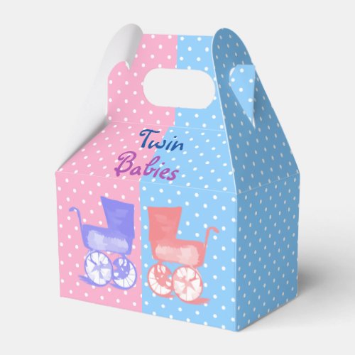 Twin Boy Girl Babies Polka Dots Napkins Favor Boxes