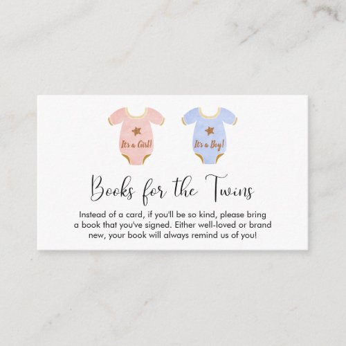 Twin Boy Girl Books For Baby Shower Enclosure Card