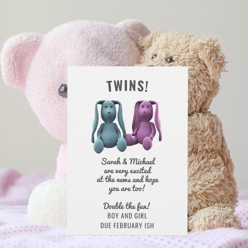 Twin Boy Girl Bunny Pregnancy Announcement
