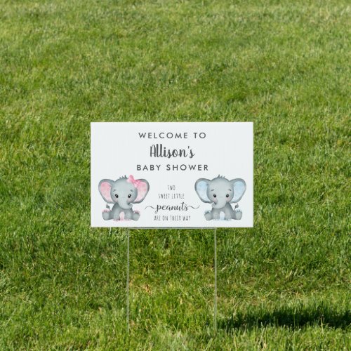 Twin Boy Girl Elephant Baby Shower Welcome Sign