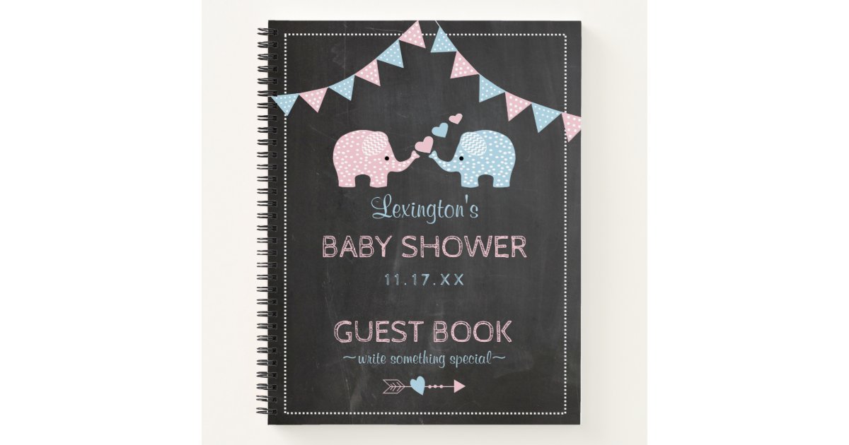 Twin Boy Girl Elephants Baby Shower Guest Book Zazzle Com