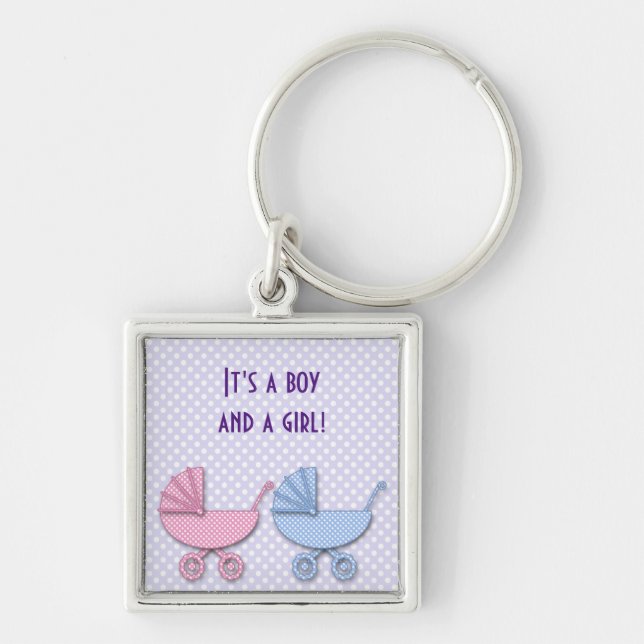 twin boy & girl polka dots keychain (Front)