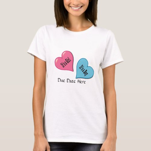 Twin Boy  Girl with Due Date Announcement T Shirt