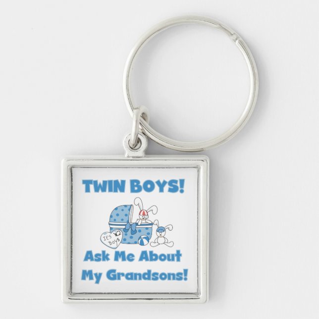 Twin Boy Grandsons Gifts Keychain (Front)