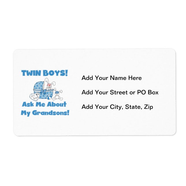 Twin Boy Grandsons Gifts Label (Front)
