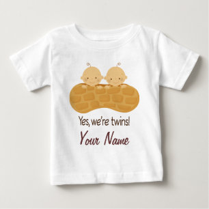Twin Boy Personalized Babies In A Peanut Baby T-Shirt