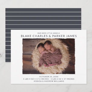 Twin Boy Photo Birth Announcement