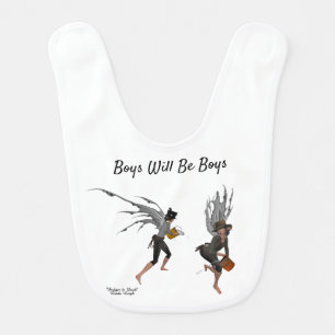 Twin Boy Rain Faeries Baby Bib
