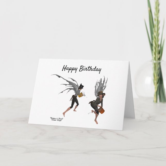 Twin Boy Rain Faeries Birthday Greeting Card (Front)