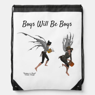 Twin Boy Rain Faeries Drawstring Backpack