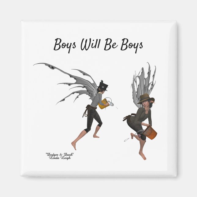 Twin Boy Rain Faeries Magnet (Front)