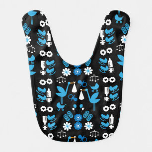 Twin Boy Stalk Delivery Blue Baby Bib