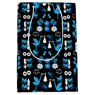 Twin Boy Stalk Delivery Blue Medium Gift Bag