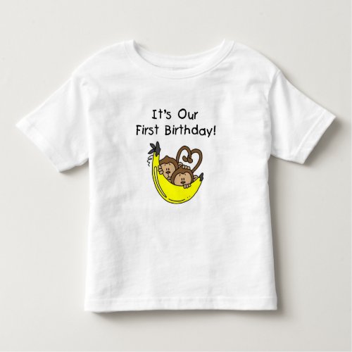 Twin Boys 1st Birthday Monkey Tshirts and Gifts