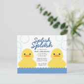 twin boys ANY AGE rubber DUCKY BIRTHDAY party Invitation (Standing Front)