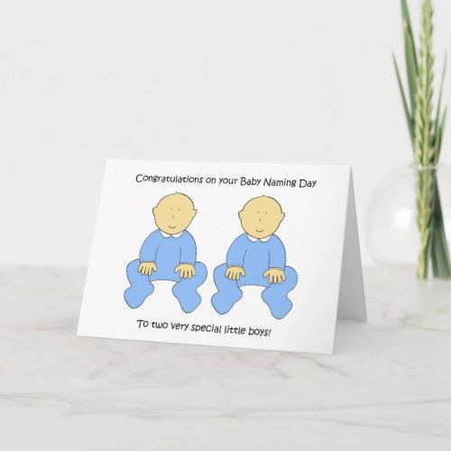 Twin Boys Baby Naming Day Congratulations Card
