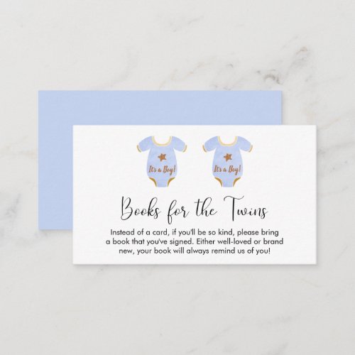 Twin Boys Baby Shower Books For Baby Enclosure Card