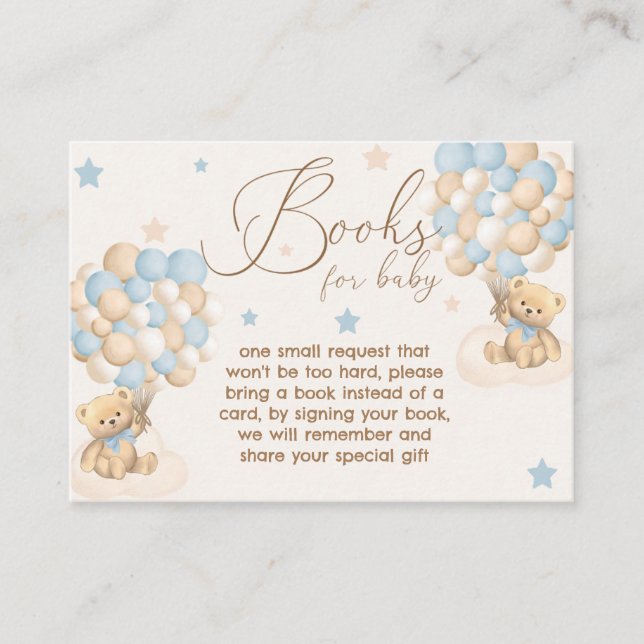 Twin Boys Baby Shower Books For Baby Enclosure Card (Front)