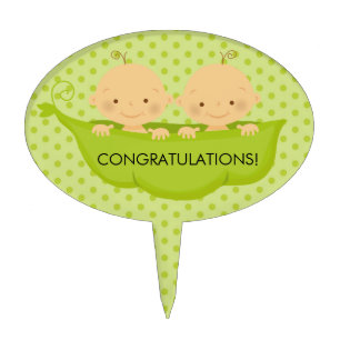 Twin Boys Baby Shower Cake Topper