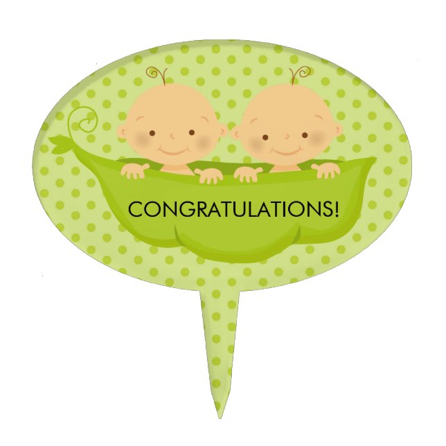 Twin Boys Baby Shower Cake Topper (Front)