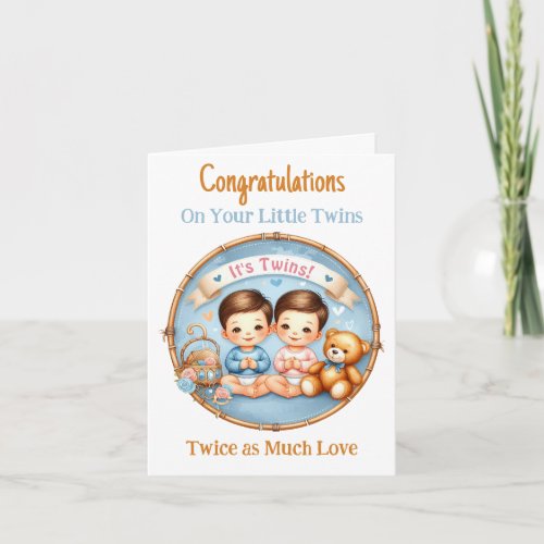 Twin Boys Baby Shower Congratulations New Parent Invitation