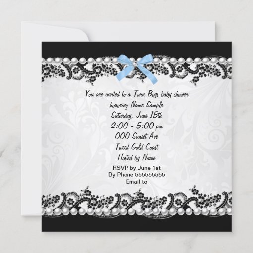 Twin Boys Baby Shower Cute Boy Blue Invitation | Zazzle