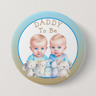 Twin Boy's Baby Shower Daddy To Be Button