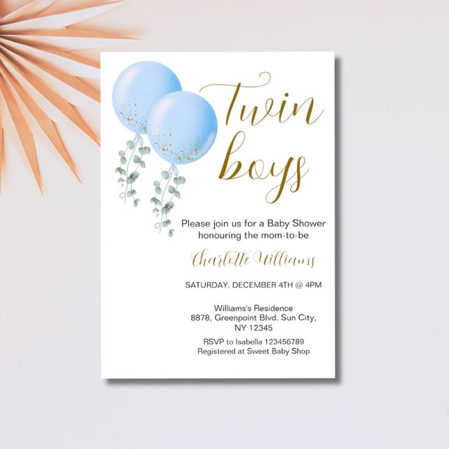 Twin Boys Baby Shower Editable Invitation (Creator Uploaded)