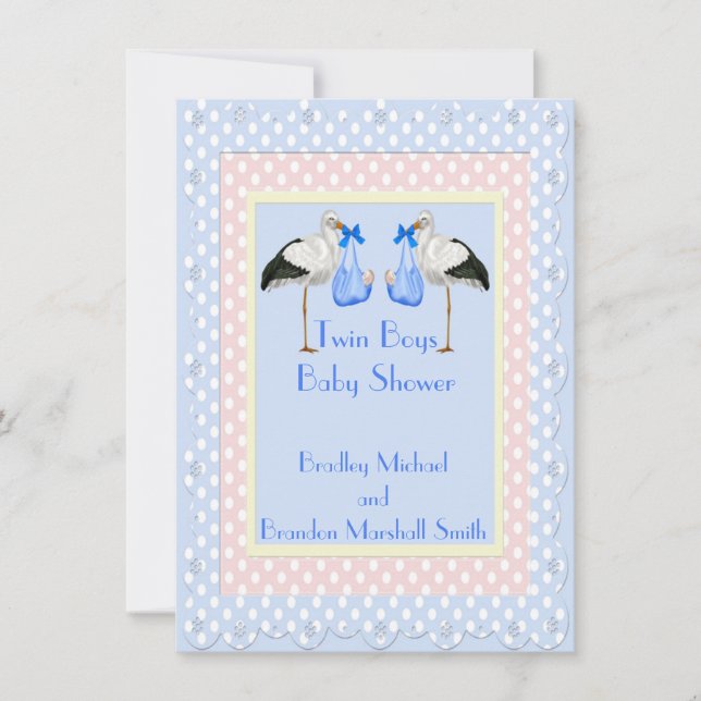Twin Boys Baby Shower Invitation (Front)
