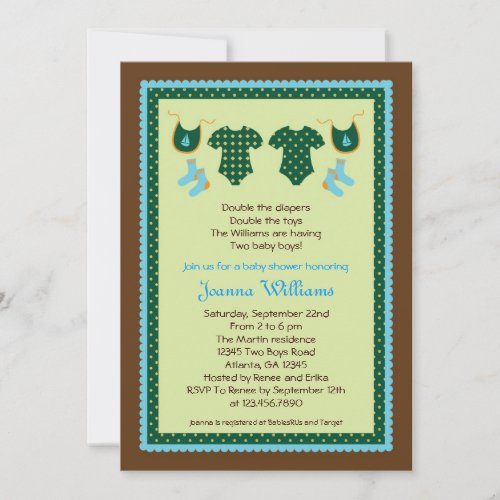 Twin Boys Baby Shower Invitation