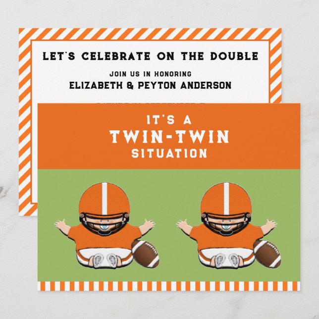 Twin Boys Baby Shower Invitation (Front/Back)