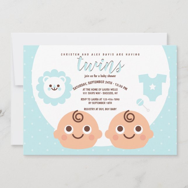 Twin Boys Baby Shower Invitation (Front)