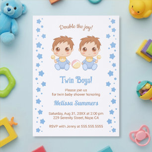 Twin Boys Baby Shower Invitation