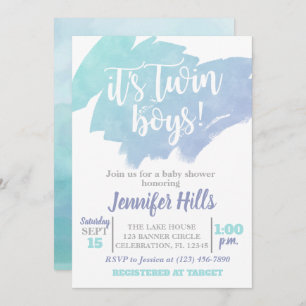 Twin Boys Baby Shower Invitation