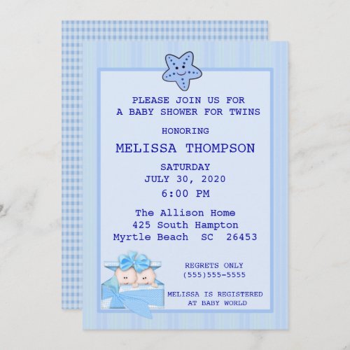 Twin Boys Baby Shower Invitation