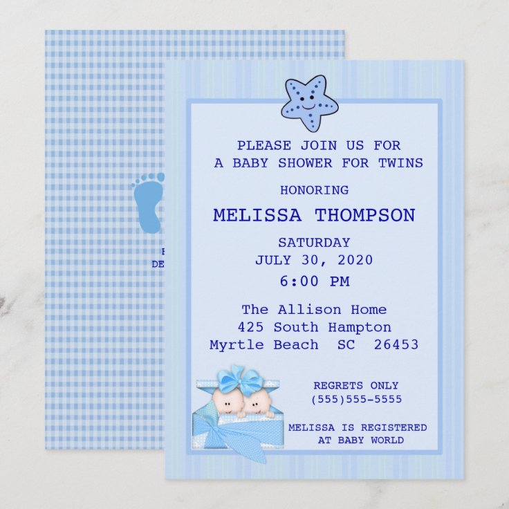 Twin Boys Baby Shower Invitation Zazzle