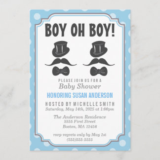 Twin Boys Baby Shower Invitation
