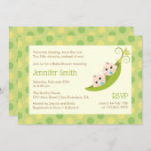 Twin Boys Baby Shower Invitation Two Peas In A Pod (Front/Back)