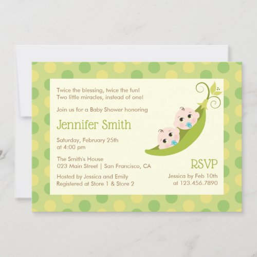 Twin Boys Baby Shower Invitation Two Peas In A Pod