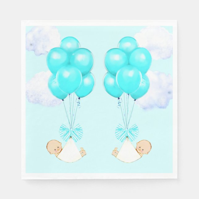 Twin Boys Baby Shower Napkins (Front)