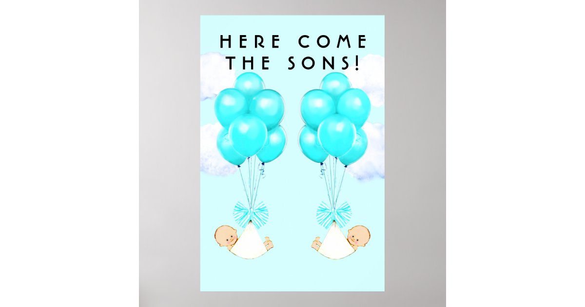 Twin Boys Baby Shower Poster Zazzle