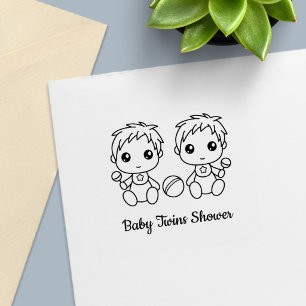 Twin Boys Baby Shower Self-inking Stamp