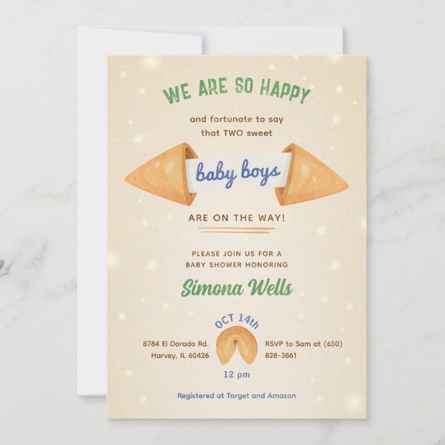 Twin Boys Baby Shower Sprinkle Little Gentleman  Invitation (Front)