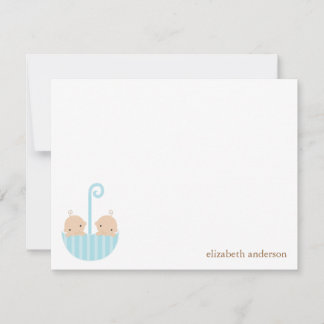 Twin Boys Baby Shower Thank You Cards