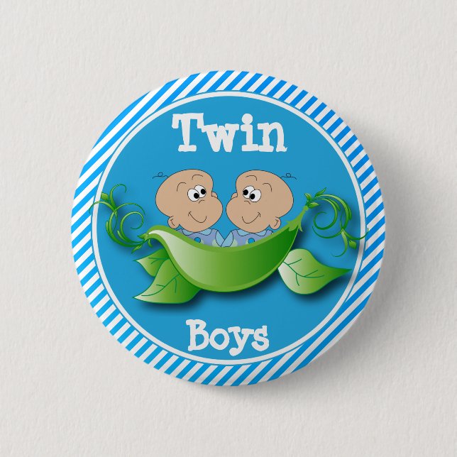 Twin Boys | Baby Shower Theme Pinback Button (Front)