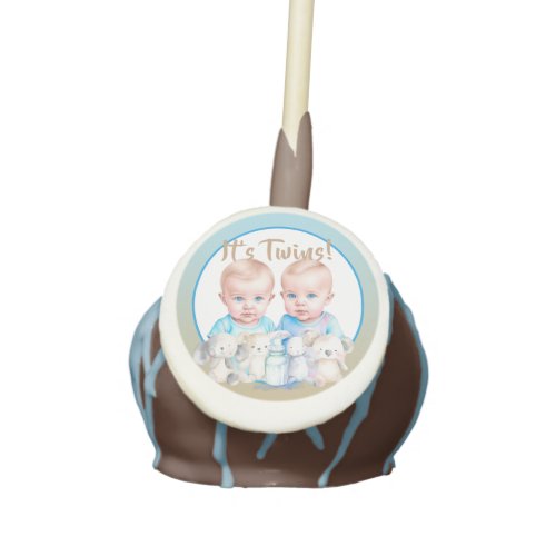 Twin Boys Baby Shower Watercolor Animals Cake Pops