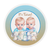 Twin Boy's Baby Shower Watercolor Animals Edible Frosting Rounds (Front)