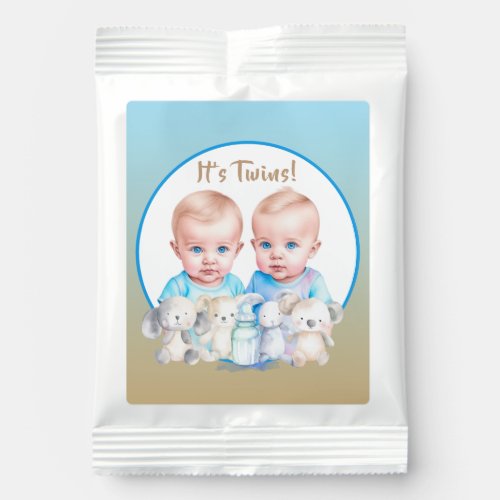 Twin Boys Baby Shower Watercolor Animals Hot Chocolate Drink Mix