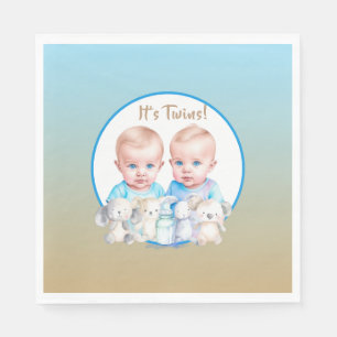 Twin Boy's Baby Shower Watercolor Animals Napkins