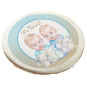 Twin Boy's Baby Shower Watercolor Animals Sugar Cookie (Angled)